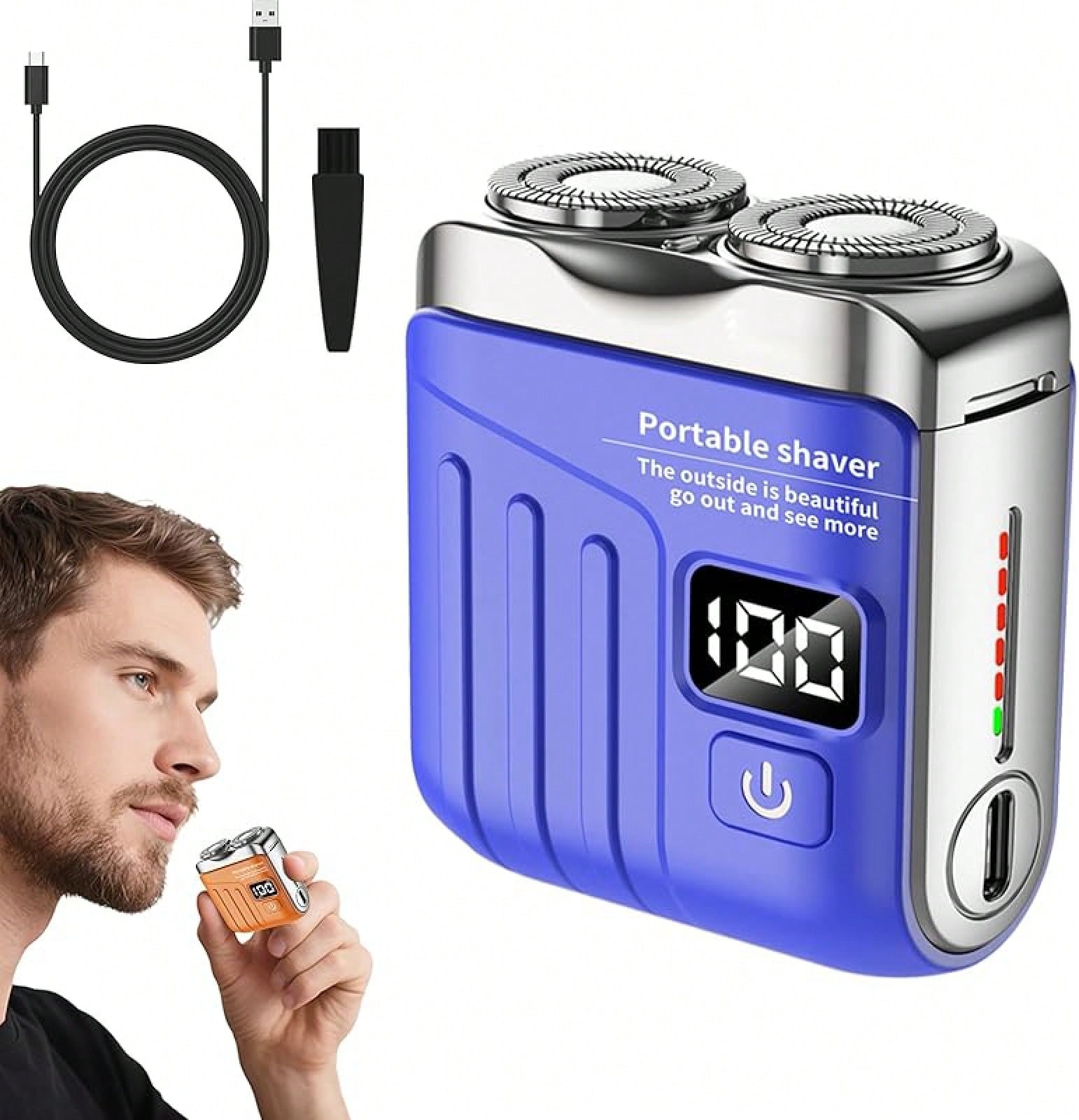 Men'S Grooming Hair Removal - 2026 Upgraded Orange Dual-Rotary Electric Shaver,