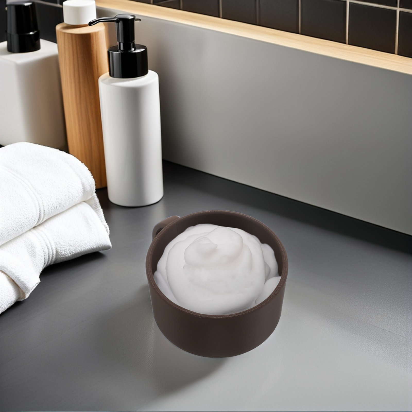Men'S Beard Grooming - Shaving Bowl for Men Brown Wide