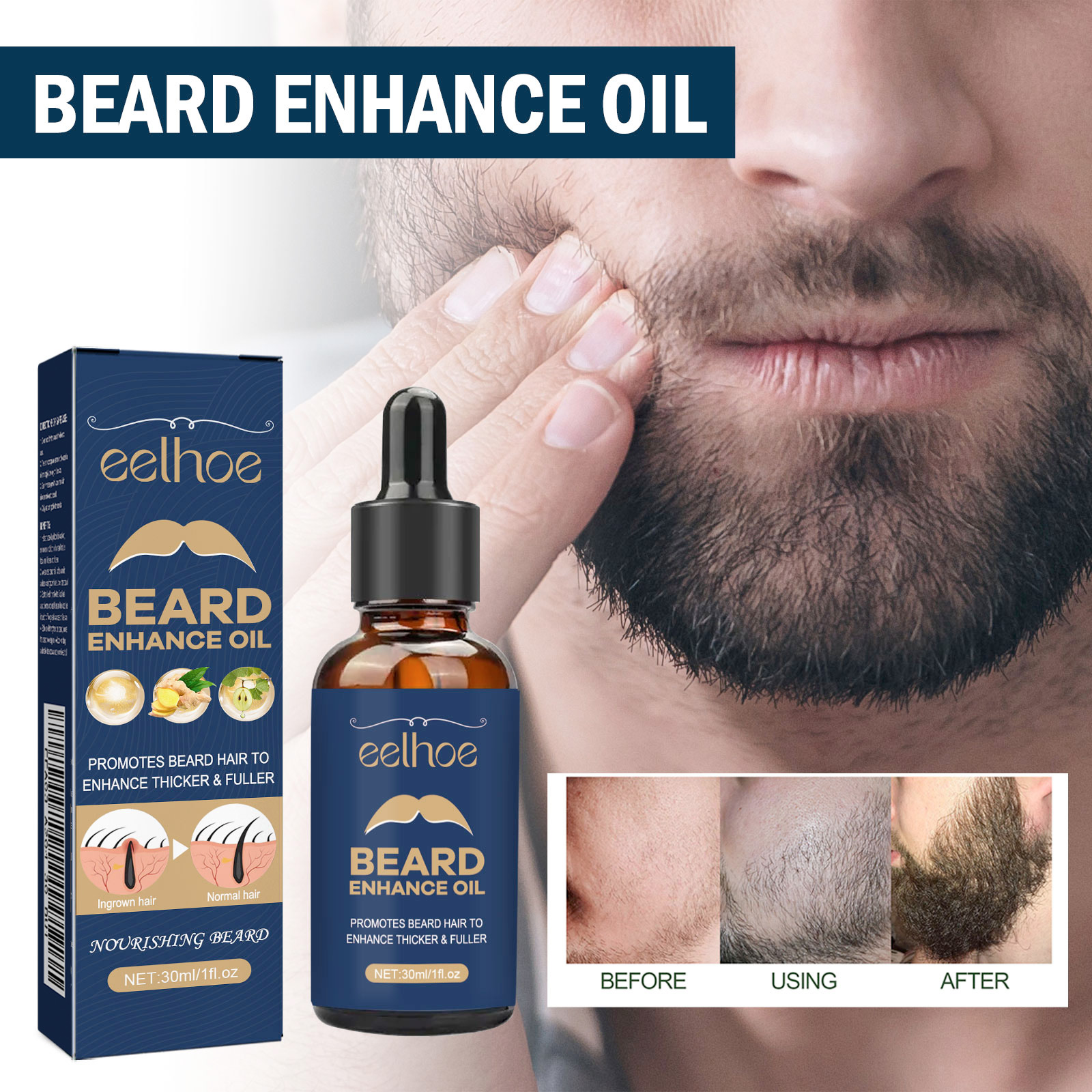 Men'S Beard Grooming - 30ml Eelhoe Organic Beard Oil Follicle