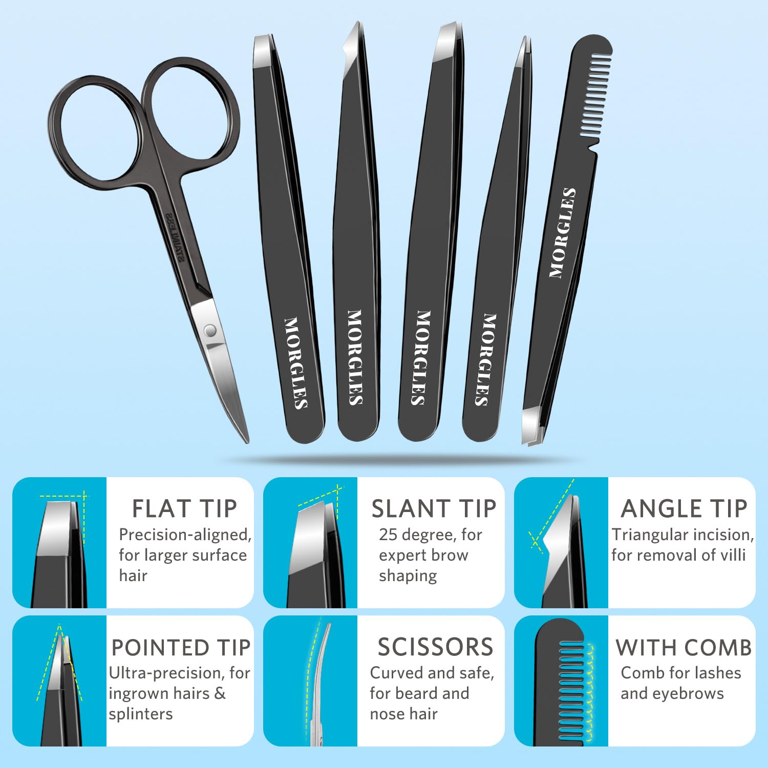 9-Piece Stainless Steel Tweeze - Men'S Grooming Products Kit recension och pris