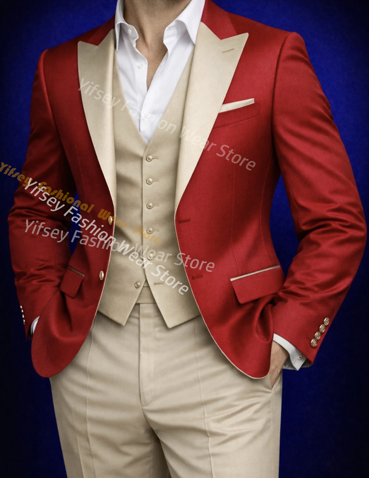 Red Full Men Suit Set Wedding  - Mens Grooming Brand recension och pris