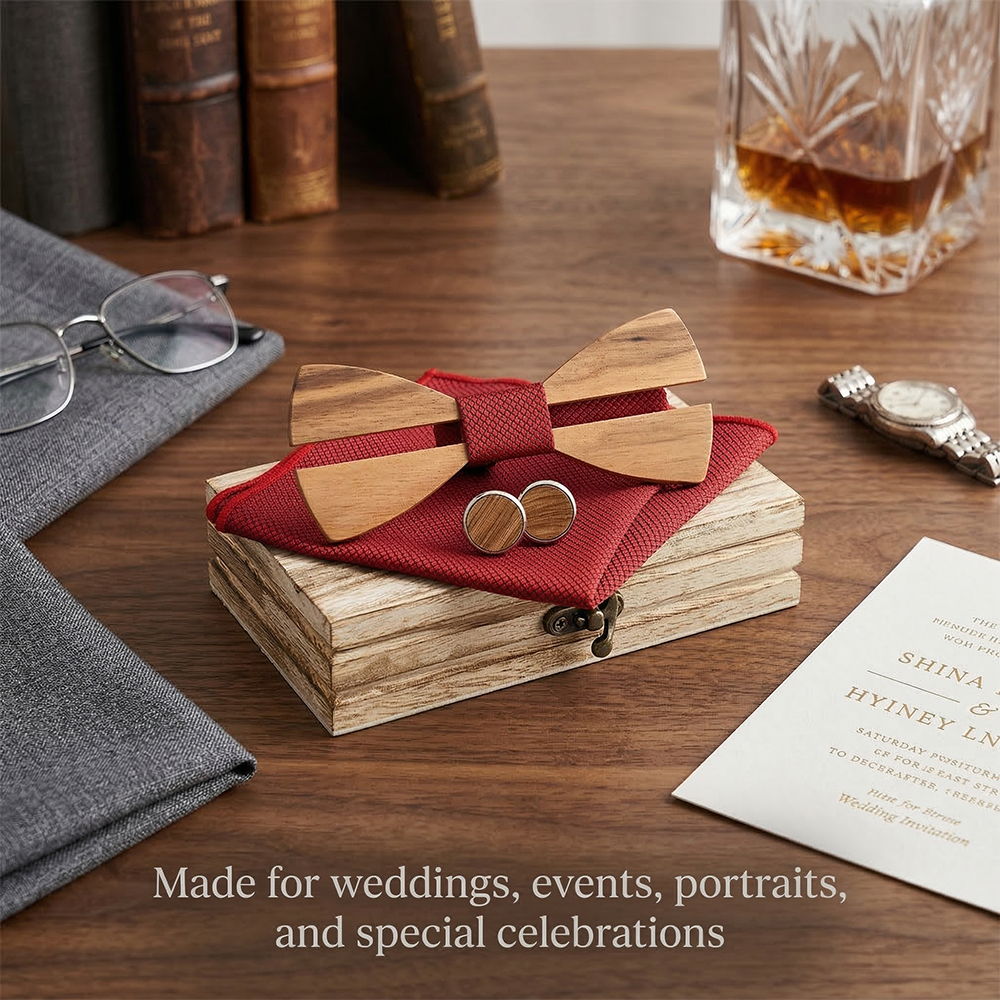 Mens Wooden Bowtie Set Minimal - Mens Grooming Box recension och pris