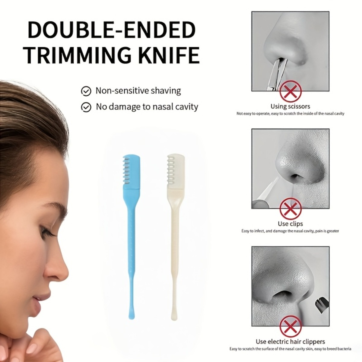 2Pcs Dual Head Nose Hair Trimm - Mens Grooming Box recension och pris