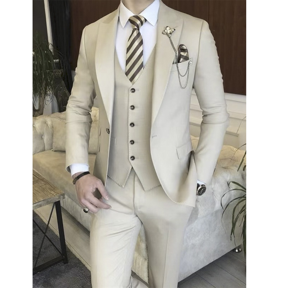 Beige Full Men Suit Set Weddin - Mens Grooming Brand recension och pris